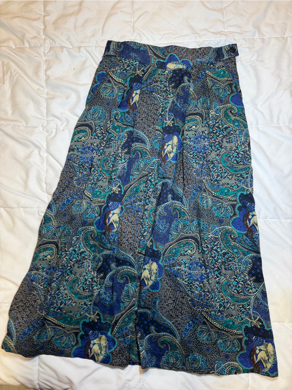 Bohemian Blue Paisley Maxi Skirt